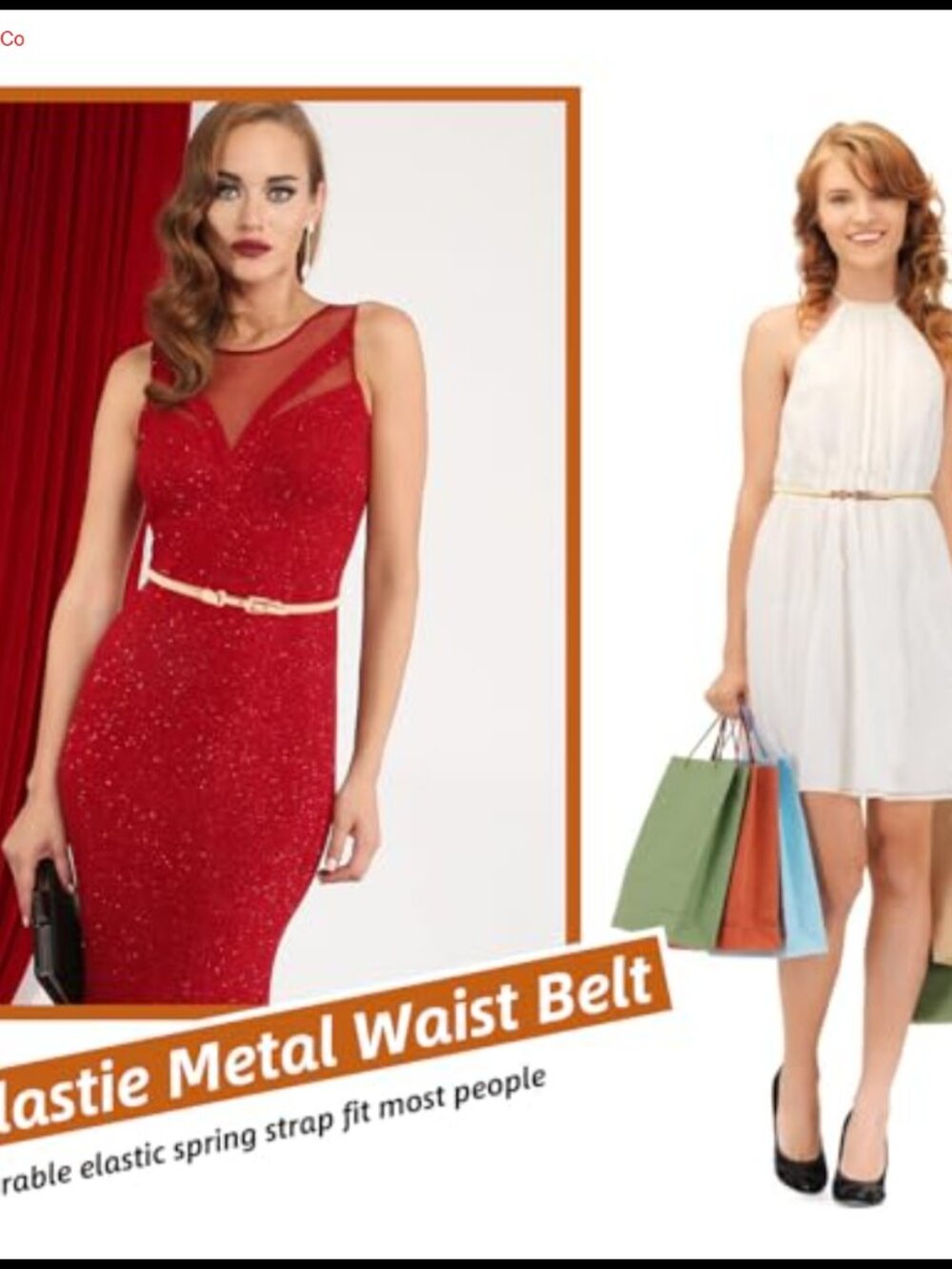 Skinny Metal Waist Belt with Rhinestones Adjustable Elastic for Dresses Wedding - Picture 4 of 5